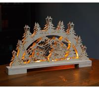 LED Arco Di Luce In Legno Illuminato Caldo-Bianco Con Timer Babbo Natale