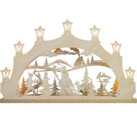 LED Arco di Luci 7 Fiamme " Pupazzo Neve Nella Foresta " Lxhxt 52,0 x 32,0 X 6,0