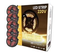 LED ATOMANT Confezione da 5 Rotolo da 5 metri di Striscia LED Diretta a 220V, 12W/m, Colore Bianco Neutro (4500K), Impermeabile (IP65), Taglio ogni 10cm