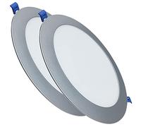 LED ATOMANT Confezione da 2 Pannello LED da Incasso Rotondo Piatto Cornice d'Argento 225mm 20W, CCT (Selettore di Colore Bianco Caldo, Neutro e Freddo), Taglio 205mm, 1800 Lumen, Driver incluso