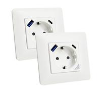 LED ATOMANT Confezione da 2 Presa da Muro Smart WiFi 16A con USB e USB-C, Ricarica Rapida, Misuratore di Consumo, Presa Schuko da Incasso, APP Smart Life, Compatibile con Alexa e Google Home