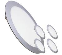 LED ATOMANT Confezione da 5 Pannello LED da Incasso Rotondo Piatto Cornice d'Argento 300mm, 24W, Colore Bianco Neutro (4500K), 2200 Lumen, Apertura 280mm
