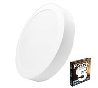 LED ATOMANT Confezione da 5 Plafoniera LED Superficie rotonda 225mm, 18W, Colore bianco freddo (6500K), 1650 Lumen, Driver integrato, Per soffitto Cucina Bagno