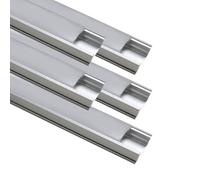 LED ATOMANT Confezione da 5 Profilo di Alluminio 1m per Striscia LED. Copertura Traslucida. Tappi delle Estremità e Graffette di Montaggio in Metallo Inclusi