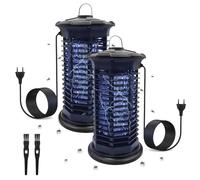 LED ATOMANT Pack 2x Lampada Antizanzare Elettrica 11W, 1000V Alta Tensione, UVA, Copertura 35m², Griglia Sicura, Interruttore, Appendibile, Vaschetta e Pennello, Anti Zanzare Interno/Esterno