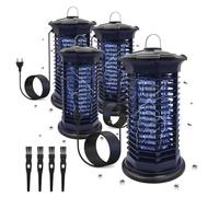 LED ATOMANT Pack 4x Lampada Antizanzare Elettrica 11W, 1000V Alta Tensione, UVA, Copertura 35m², Griglia Sicura, Interruttore, Appendibile, Vaschetta e Pennello, Anti Zanzare Interno/Esterno
