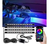 Led Auto Interni con 4 Pezzi 48 LEDs, RGB Luci Led Interne, Porta USB da 5 V, Controllata da APP, Funzione a Ritmo di Musica, Illuminazione Interna per Auto, Gadget per la Decorazione dell'Auto