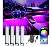 LED Auto Interni, luci Ambiente Auto con Controllo APP, Accessori Auto | 16 Milioni di Colori, porta USB, Modalità Musica, Regalo per Interni Auto per Uomini e Donne, 4 in 1 Luci Ambiente Auto, 5V