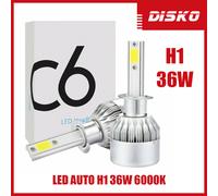 LED AUTO LAMPADE FARI COPPIA H1 C6 MOTO KIT LAMPADINE 36W LUCE BIANCA 6000K FARO