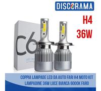 LED AUTO LAMPADE FARI COPPIA H4 C6 MOTO KIT LAMPADINE 36W LUCE BIANCA 6000K FARO