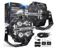 LED Auxiliary Lights 25440LM 270° Coverage White/Amber DRL RGB Background 12V DC