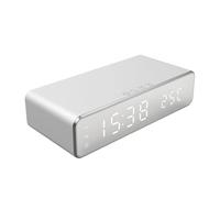 LED Backlit Clock with Charging Station, Cellphone Stand with Temperature Display, Charging Station Clock for Bedroom Bedside Office Nightstand, Digital Alarm Charger, Compact Desk Organizer