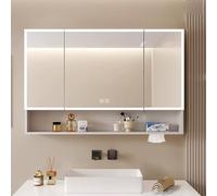 LED Bathroom Mirror with Medicine Cabinet Stepless Dimming Makeup Mirror Smart Touch Switch Anti Fog Feature Modern Design for Convenient Storage Includes Paper Towel Holder