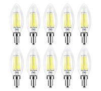 LED Bulb Filament Bulb E14 LED Candle Lamp 6W Equivalent Replacement 60W Halogen Lamp AC 220-240V Vintage COB LED Light Suitable for Pub Exhibition Office or (Cold White)