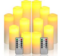LED Candele Senza Fiamma a Batteria, Set Di 12 Candele a Pilastro in Vera Cera C