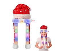 LED Cappello Babbo Natale, LED Cappello Orecchie Che Si Muovono, Cappello Natale con Baffi Saltellanti, Cappello con Orecchie Che Si Alzano, Cappelli Divertenti Cappelli Natale per Festa di Natale