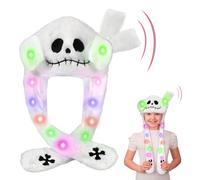 LED Cappello Orecchie Che si Muovono, Peluche Cappello con Orecchie Che si Alzano, Luminoso Cappello Animali Cappelli Divertenti Cappello con Orecchie Che Si Muovono per Bambino Adulti Halloween Festa