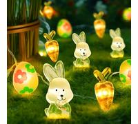 LED Catena Luminosa Pasquale, 3M 30 LED Catena Luminosa Pasqua, Luci Pasquali con Coniglietto Carota Uovo, Luci di Pasqua a Batteria, Bianco Caldo, per Pasqua, Feste, Giardino, Camera, Tavolo