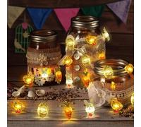 LED Catena Luminosa Pasquale, 4M 40 LED Catena Luminosa Pasqua, Luci Pasquali con Coniglietto Carota Uovo Pulcini, Luci di Pasqua a Batteria, Bianco Caldo, per Pasqua, Feste, Giardino, Camera