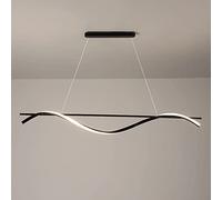 LED Chandelier, Linear Metal Pendant Light, Spiral Long Strip Hanging Lamp, Dining Room Decorative Lighting Suspension Lamps, Ultra-Thin Black Iron Island Lights