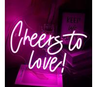 LED “ Cheers To Love”Segno Neon La Stanza Home Bar Arte Decorazione Della Parete Finestra Del Partito Soggiorno Decor Matrimonio Fidanzamento Della Parete Hanging Decorazione (rosa)