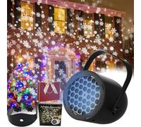 LED Christmas Projection Lamp-16 Patterns of Pure Holiday Magic, Waterproof Christmas Projector Lights, Outdoor Indoor Holiday Projection Lamp Decoration for Garden Lawn House Party (Black, Snowflake)
