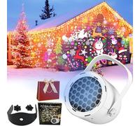LED Christmas Projection Lamp-16 Patterns of Pure Holiday Magic, Waterproof Christmas Projector Lights, Outdoor Indoor Holiday Projection Lamp Decoration for Garden Lawn House Party (White, Christmas)