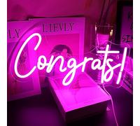 LED Congratulazioni Neon Segno Rosa Parola Illumina Segni per Congratulazioni Cerimonia di Celebrazione Festa di Laurea, Casa, Bar, College, Hotel, Ristorante, Decorazione Caffè Grad Regalo (rosa)