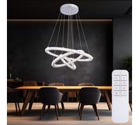 LED Cristallo Design Appesa Lampada Cct Telecomando Coprire Pendolo Anelli Luce