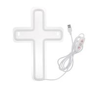 LED Cross - Neon Crucifix 21x28cm, Acrylic Luminous Sign, USB Powered Display | Faith Wall Lamp Prayer Meditation Living Room Bedroom Office Entryway Bar Gathering Wedding Spiritual Decor Ambient