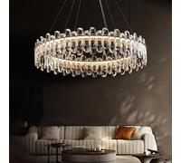 LED Crystal Chandelier,Adjustable Modern Pendant Lamp For Dining Living Room Bedroom