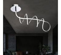 LED design luce a spirale plafoniera moderna argento plafoniera LED design moderno, cromo bianco opale, 30W 1753Lm bianco caldo, LxLxH 72x19x49 cm