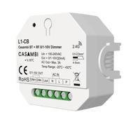 Led Dimmer Bluetooth Casambi 0-10V 1-10V, RF 2.4GHz e Pulsante NO, Push Dim, Relè AC Integrato 3A, Input AC220V, per Driver LED Dimmerabili 0/1-10V, Compatto da Scatola Incasso o Derivazione