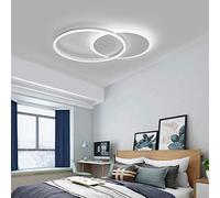 LED dimmerabilePlafoniera con telecomando - Design moderno ad anello in metallo e acrilico - Lampadario per la protezione degli occhi per la camera da letto Studio Camera dei bambini - Bianco 2 anelli