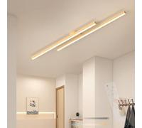 LED Doppio Rettangolare Plafoniere con Telecomando Lampada da Soffitto 2700K-6500K Dimmerabile Plafoniera Alluminio Ferro Interni Moderni per Cucina Sala da Pranzo Soggiorno (Legno Chiaro,90cm)