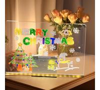 LED Drawing Board - (20 x 30 cm) Clear Acrylic Luminous Memo Pad | Light-Up Erasable Writing Board With 12-Color Pen Set, USB Powered, Stand Included, For Kids Christmas,Office Home