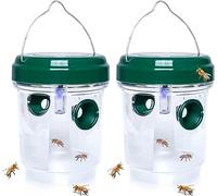 LED Drosophila Trap Trappola Mosca Vespe e Zanzare Solar LED Fly Traps Outdoor Wasp per Api Giacche Gialle 2 Pack (Green-2pc)
