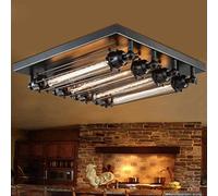 LED E27 plafoniera stile vintage industriale nero punk loft metallo lampadario da soffitto rustico per soggiorno camera da letto sala da pranzo studio cucina salotto, inclusa Luce calda lampadina T300