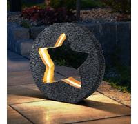 LED Esterni Solare Supporto Lampada Design Giardino Pietra Tavolo Grigio Oro