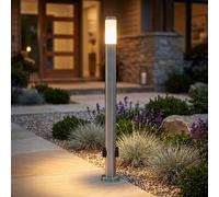 LED Esterni Supporto Lampada 2x Prese Canali Illuminazione Giardino Inox Cortile