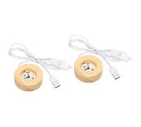 LED Faretto,2pz Rotondo Legno 2.36" Dia Bianco Luce Display Base Stand