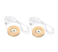 LED Faretto,2pz Rotondo Legno 2.56" Dia Caldo Bianco Luce Display Base Alzati