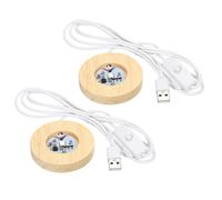 LED Faretto,2pz Rotondo Legno 2.56" Dia Colorato Luce Display Base Stand