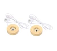 LED Faretto,2pz Rotondo Legno 2.76" Dia Bianco Luce Display Base Stand