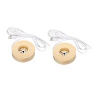LED Faretto,2pz Rotondo Legno 3.15" Dia Caldo Bianco Luce Display Base Alzati