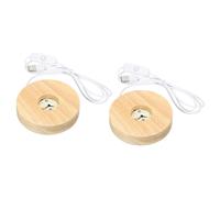 LED Faretto,2pz Rotondo Legno 3.94" Dia Bianco Luce Display Base