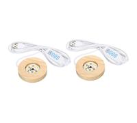 LED Faretto,2pz Rotondo Legno 4.72" Dia 3-Colorato Luce Dimmerabile Display