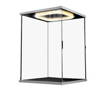 LED Figure Display Case, Clear Acrylic Display Box Showcase, Dustproof Counter Top Storage Case for Dolls, Mini Figures, Collectibles & Models, Transparent with Lighting Feature