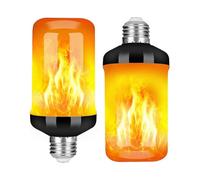 Led Flame Effect Fire Light Bulb, Upgraded 4 Modes Flickering Fire Christmas Decorations Lights, E26 Base Flame Bulb with Upside Down Effect(2 Pack)