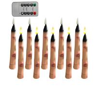 LED Flickering Finger Candles - 10-Pack | Halloween Fake Wax, Remote Contro